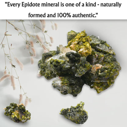 Amazing Gemstone Epidote Crystals and Healing Stones Mineral Specimen - Premium Semi Precious Gem Stones for Spiritual Growth - Geode Cluster for Meditation,Chakra Balance,and Energy Enhancement (S)