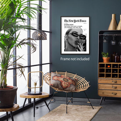 Heltrappe Vintage Black and White Newspaper Wall Art Trendy The New York Times Poster Funky I Don't Care Posters Room Aesthetic Canvas Prints 12x16 inch Unframed