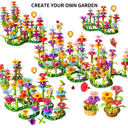 TEMI 224 PCS Flower Garden Building Toys for Girls Toys, Educational STEM Toy and Preschool Garden Play Set for Toddlers 3 4 5 6 7 8 Year Old Kids Boys Girls, Flower Stacking Toys for Kids Age 3-8