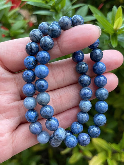 GAF TREASURES Dumortierite Crystal Bead Bracelet 8mm, Genuine Dumortierite Stretch Gemstone Bracelet, Healing Crystal Bracelet, Gift for Men & Women (1)