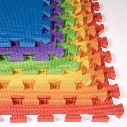 FlooringInc Baby Play Mat for Floor, Extra Large 2'x2' Foam Floor Tiles for Kids, Soft Interlocking Puzzle Mat, 1/2 Inch Thick, Non-Toxic EVA (Rainbow, 42 Tile Pack, 168 Sq Ft)