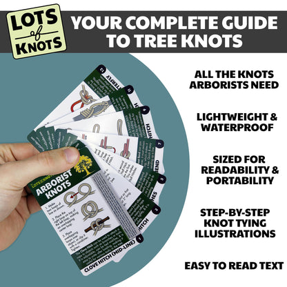 Arborist Knots - Knot Cards for Tree Climbing and Tree Trimming - 14 Page Waterproof Pocket Guide for Arborist Equipment Kit