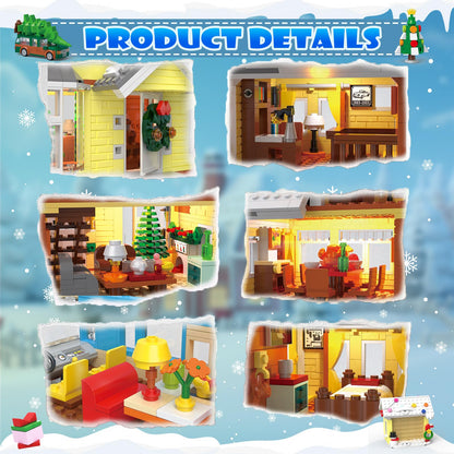 Snow Village Building Set,4 in 1 Christmas Vacation Holiday House&Cousin Eddie's RV&Picup Truck&Garage Building Blocks Model Kit Compatible with Lego for Child Adults(2056PCS)