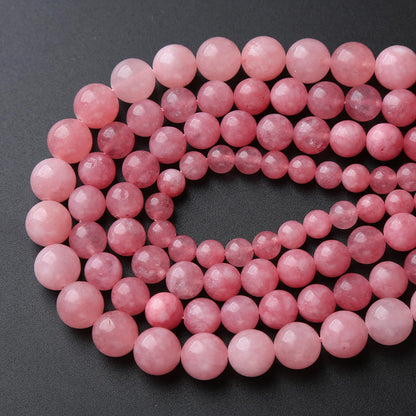 60pcs 6mm Natural Rose Pink Chalcedony Stone Round Loose Beads for Jewelry Making DIY Bracelets Necklaces Crystal Energy Healing Stone Beads 15" (6mm, Rose Pink Chalcedony)