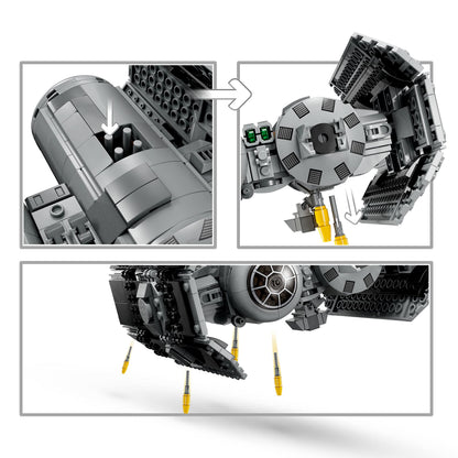 LEGO Star Wars TIE Bomber Model Building Kit, Star Wars Toy Starfighter with Gonk Droid Figure, Darth Vader Minifigure and Lightsaber, Collectible Star Wars Gift for 9 Year Olds, 75347