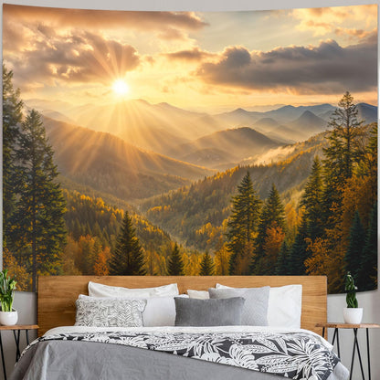 kampdream Landscape Tapestry, Scenery Art Wall Tapestries, Nature Wall Decor for Bedroom Living Room Backdrop Warm Sunset Mountain 36×48 inches