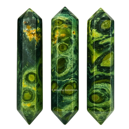 Amazing Gemstone Kambaba Jasper Crystal Points Bulk Healing Crystals - Pack of 3 Double Terminated Healing Wand Point Bulk Crystals for Crafts, Crystal Grid, DIY Work - - Beginners Gift