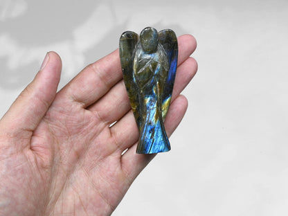 Amazing Gemstone Labradorite Angel - Labradorite Crystal Angel and Pocket Guardian Angel Crystal Figurines (3 inches)