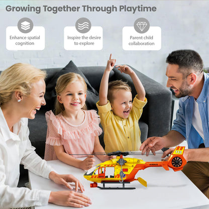 Rescue Helicopter Toys for Boys with Hanging Basket Airplane Toy with Lights and Sound Rescue Vehicles Toys for Kids Aged 3 4 5 6 7