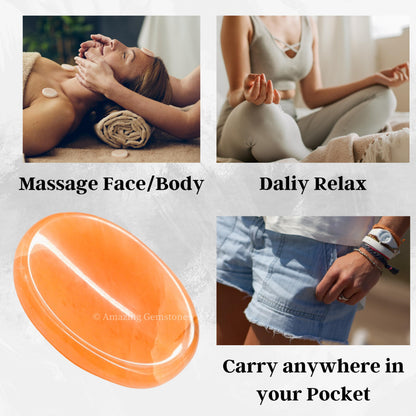 Amazing Gemstone Red Aventurine Worry Stone Crystals and Healing Stones - Worry Stones for Stress Relief Gifts - Piedra Crystal Fidget for Meditation - Unique Stocking Stuffers and Birthday Gifts