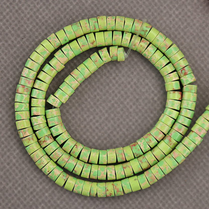 BONNY BOXX 150PCs Natural Green Imperial Jasper Spacer Beads, Loose Semi Precious Flat Round Gemstone Heishi Disc Stone Beads for Beading Jewelry Making 4mm*2mm