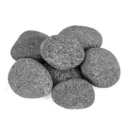 Skyflame 3-5 Inch Round Lava Rock Pebbles, 10 Pounds Black Natural Tumbled Stones for Indoor Outdoor Gas Fire Pit|Fireplaces|Garden Landscaping Decoration| Cultivation of Potted Plants