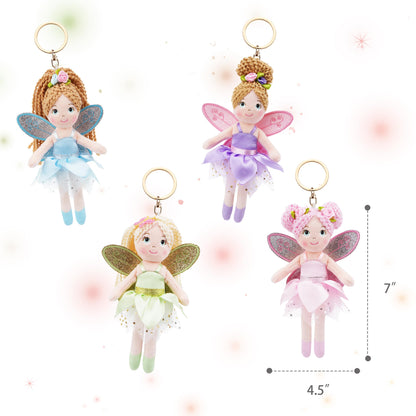 June Garden 7" Enchanted Garden Fairy Doll Elara - Plush Soft Keychain - Bag Charm Gift for Girls - Pink