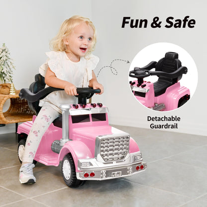 Outfunny 3-in-1 Ride on Push Car for Toddler with Handle, Toddler Ride on Toy for Girls Aged 1-3, Stroller Sliding Walking Car w/Music and Horn - Pink