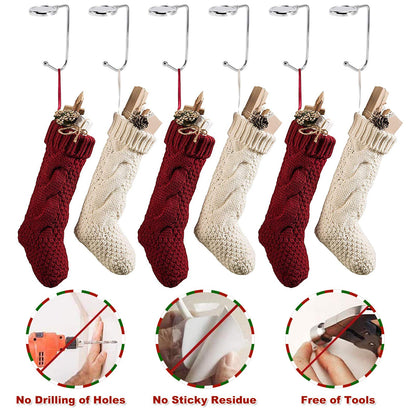 365park Christmas Stocking Holders for Mantle, 6 Pack Mantel Stocking Hangers Metal Hooks for Fireplace Christmas Xmas Party Decoration (Silver)