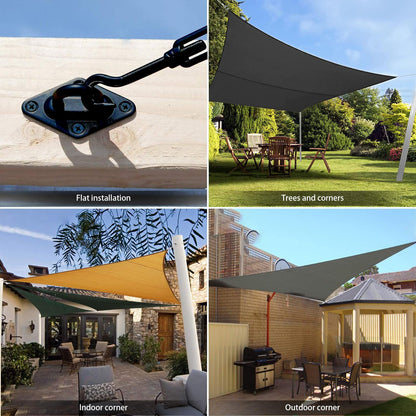 Sun Shade Sail Hardware Kit 6 Inch Heavy Duty 304 Stainless Set for Triangle Rectangle Sun Shade Sail Installation, Awning Attachment Set for Patio, Garden Outdoors Sun Protection Rainshield (46 Pcs)