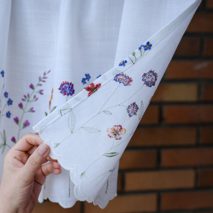 Siykkay PKT Floral Embroidery Curtain Valance, White Elegant Decorative Flowers Window Valances,Valances for Windows Living Room,Rod Pocket W52XL18 inch (Flowers)
