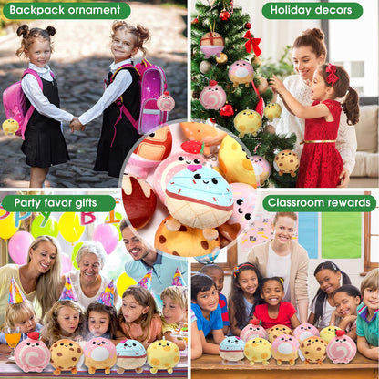 Libima 9 Pcs Mini Stuffed Animals Bulk Adopt a Pet Party Favors 3.15 Inch Small Plush Keychains Cute Ornaments Toys for Baby Shower Birthday Gift Bags Fillers Basket Stuffers(Desserts)
