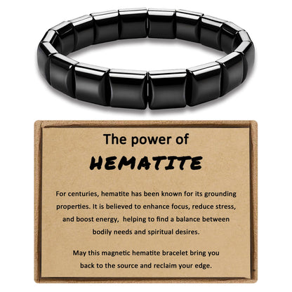 Trinckle Hematite Bracelet for Women Men, Easer Gifts Natural Hematites Stone Bracelet, 7 Inch Magnetic Hematite Bead Inspirational Jewelry Pulseras Para Hombres Reclaim Your Energy Confidence