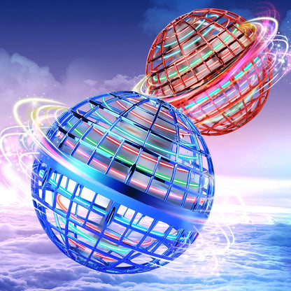 Vrainito Flying Orb Ball 2025 Upgrade, 2 Pack Hand-Controlled Flying Orb Toy, 360° Rotating Cosmic Globe Hover Ball for Kids (Blue + Red)