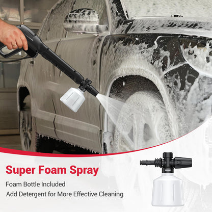 Electric Pressure Washer, 2.5 GPM Power Washer with 4 Quick Connect Nozzles & Foam Cannon, Portable High Pressure Washer Cleaning Machine for Cars Fences Driveways Patios