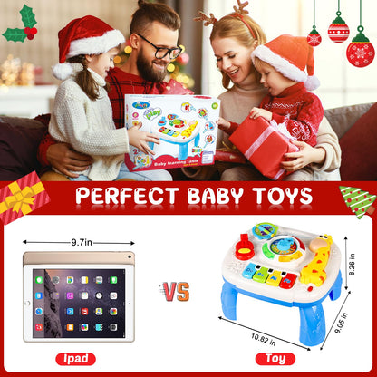 HQXBNBY Baby Toys 6-12 Months, Musical Learning Table Toys for 1 2 3 Year Old Boys Girls Early Education Activity Center Toys for 7 8 9 10 18 Months Kids Toddler Valentines'Day Birthday Gifts