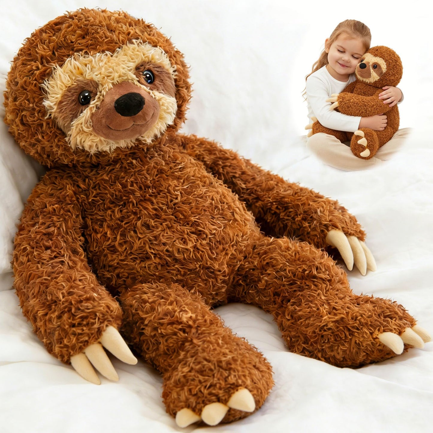 MorisMos Sloth Stuffed Animal 18" Plush Sloth Plush Toy Sloth Plushie Huggable Sloth Pillow Stuffed Sloth Toy Gifts for Boys Girls and Kids for Comforting Companion Imaginative Play
