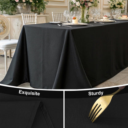 Smiry Rectangle Table Cloth, Waterproof Anti-Scratch Polyester Tablecloth, Decorative Washable Fabric Table Cover for Dining, Buffet, Parties and Outdoor, 60x84, Black