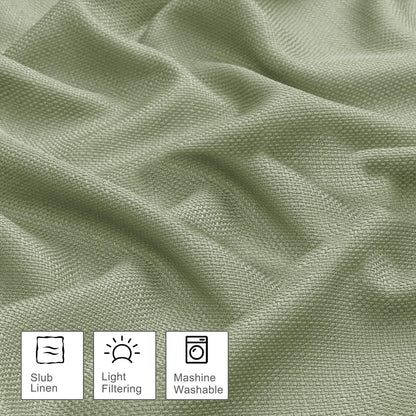 OWENIE Bob 1 PCS Light Green Valances for Windows, Faux Linen Textured Kitchen Window Curtains Valance for Bedroom Living Room, Modern Soft Airy Solid Rod Pocket Bathroom Cafe Curtain, 60Wx14L Inch