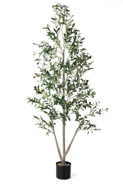 Olive Trees Artificial Indoor, 5FT Tall Faux Olive Tree with Moss and Planter, Artificial Plants Indoor with Natural Wood Trunk and Lifelike Fruits, Fake Tree for Home Office Living Room Decor