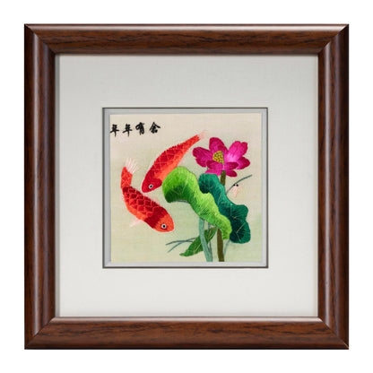 Ebherys Hunan Embroidery Art,Boatyard, Framed Hand Embroidery Artwork, Chinese Traditional Cutlture,Intangible Cultural Heritage Handmade Wall Art… (Prosperity)