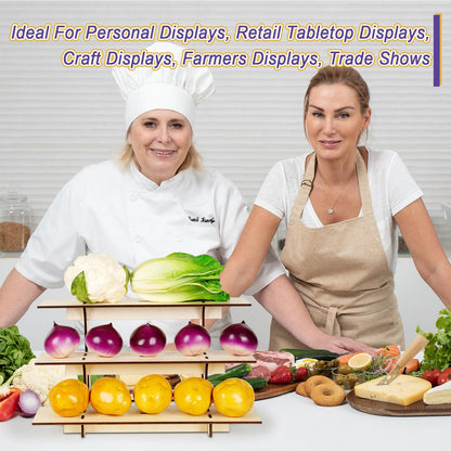 Flenpptly Retail Display Shelves Display Stand Retail Table Wooden 3 Tiers Display Rack Portable Shelf Rack for Retail Counter Top Craft Shows Farmers Market Tradeshows (2 Corner+1 Straight)