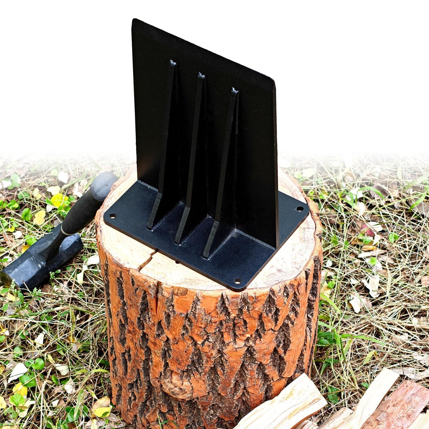 ZAFortLign Kindle Cracker Log Firwood Splitter, 8in 8.8lb Manual Steel Wood Splitting Wedge for Wood Stove Fireplace and Fire Pits, Black (Black)