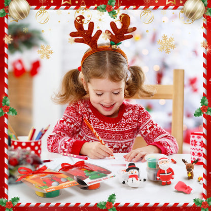 Capoda 18 Set Christmas DIY Craft Kit Christmas Air Dry Clay Kit Snowman Santa Claus Making Craft DIY Modeling Clay for Xmas Winter Holiday School Exchange Gifts Party Art Activities Supplies
