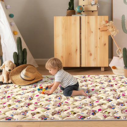 Baby Play Mat - 65" X 50",Premium Thicker Foam Machine Washable, Extra Large Anti-Slip Soft Cushioning Foam Playmats for Babies and Toddlers, Foldable Baby Crawling Mat for Playpen