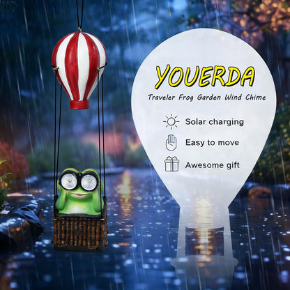 YOUERDA Solar Hot Air Balloon Frog Hanging Garden Statue with Lantern, Cute and Funny Figurine Solar Light Garden Outdoor Waterproof Decoration, Beautifully Crafted Birthday Gifts for Mom or Dad