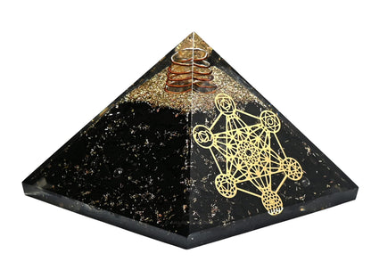 Amazing Gemstone Large Black Tourmaline Orgone Pyramid Crystal, Chakra Metatron Orgonite Pyramid - Positive Energy Healing