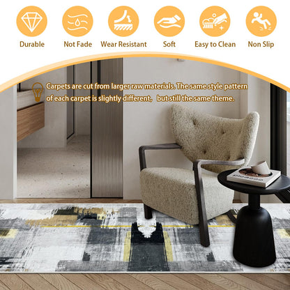Heyroll Washable Area Rug, 2X6FT Hallway Runner Rug Carpet,Soft Modern Entryway Mat with Non-Slip TPR Backing,Low Pile Carpet for Indoor, Bath,Living Room,Kitchen,Laundry- Customized, Graffiti Gray
