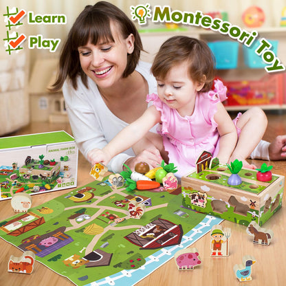 Montessori Wooden Sensory Toddler Toys: Toy for 1 Year Old Boys Girls Birthday Gifts | 1st One First Birthday Gift for 1 Year Old Girl Boy, Educational Learning Toy for 1-2 Year Old Fine Motor Skills