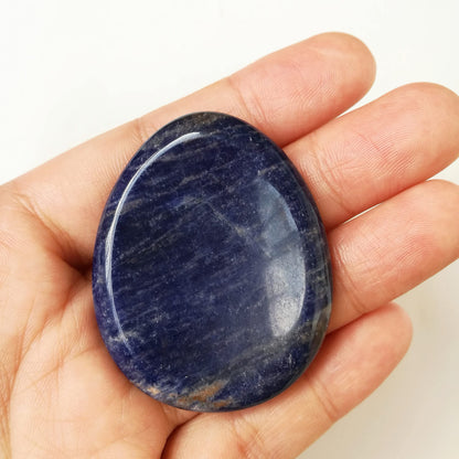 Bacatgem Natural Sodalite Water Drop Chakra Thumb Worry Stone,Stress Relax Healing Reiki Crystal Pocket Palm Stones