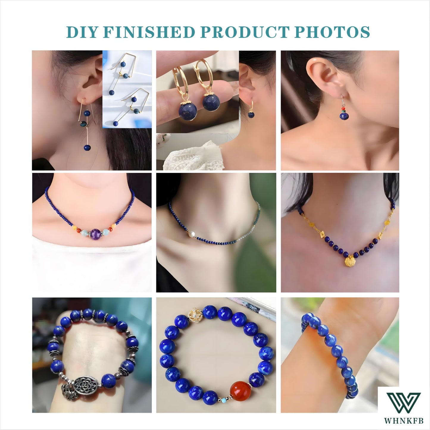 WHNKFB 6mm 100PCS Natural Lapis Lazuli Round Beads, Deep Blue Pyrite-Flecked Loose Gemstone Beads for Jewelry Making Craft - 4mm 6mm 8mm 10mm Options with Free Elastic Cord
