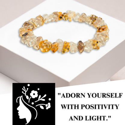Amazing Gemstone Chips Bracelet (Golden Rutilated Quartz)