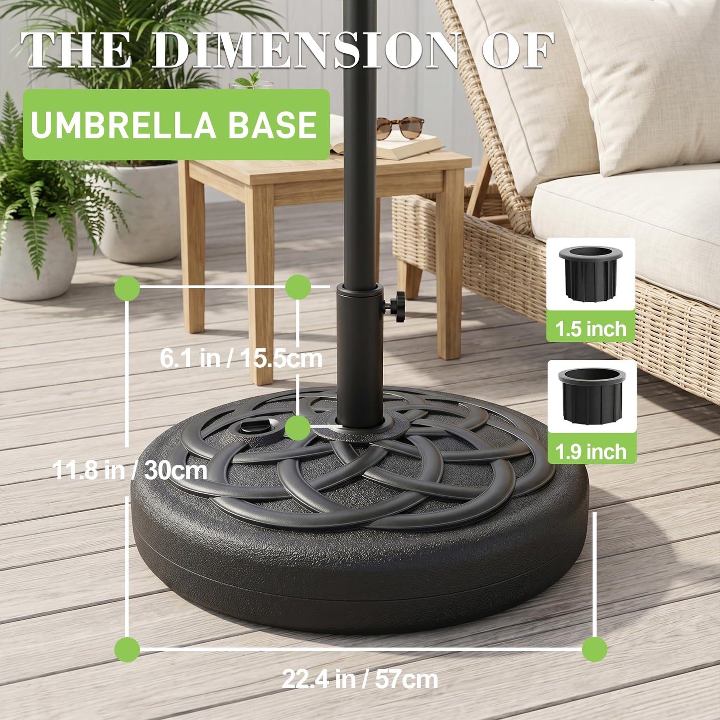 T&Jero Round Heavy Duty Plastic Patio Umbrella Base Stand Weight for Outdoor, 112 lb with Water and Sand Filled, Black
