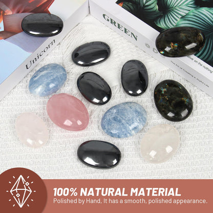 Orientrea Hematite Palm Stone-1 Pc Hematite Pocket Energy Stone, Smooth Healing Crystal Worry Stones