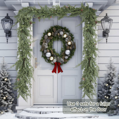 Daifunli 1 Pcs 6 ft Christmas Cedar Garland Greenery Realistic Cedar Pine Needles Garland Artificial Decoration for Table, Mantel, Wall, Home Winter Holiday Party Decor