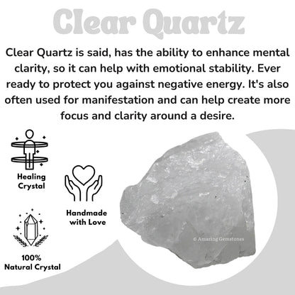 Amazing Gemstone Clear Quartz Raw Crystals and Healing Stones, Natural Rocks For Tumbling - DIY Raw Stones And Crystals (1 Piece)