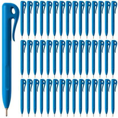 Tenceur 50 Pcs Metal Detectable Pens Standard Blue Ink Pen with Pocket Clip Lanyard Attachment Metal Retractable Ballpoint Bulk for Office Food Production Workshop Writing(Integrated Design)