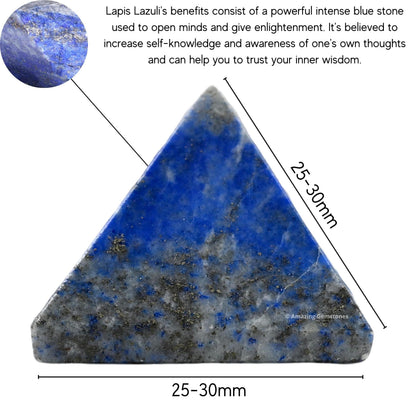 Amazing Gemstone Lapis Lazuli Pyramid Crystal Healing Stones - 1" Great Pyramid Figurine of Natural Stone Pyramid for Meditation, Reiki, Chakra Balancing and Crystal Pyramids Grid