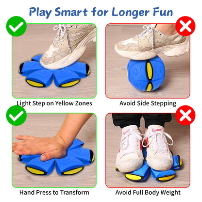 Ageroul 2-in-1 Magic Ball Toy with LED Lights – Bouncing Ball & Flying Saucer Combo, Color-Changing Boomerang Sphere for Outdoor Play, Kids & Family Games (Blue)