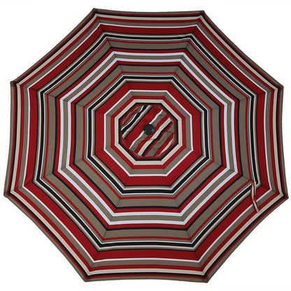 Sunnydaze Outdoor Patio Umbrella - Polyester Table Market Umbrella with Push-Button Tilt and Crank - 8 Sturdy Ribs - Awning Stripe - 9ft